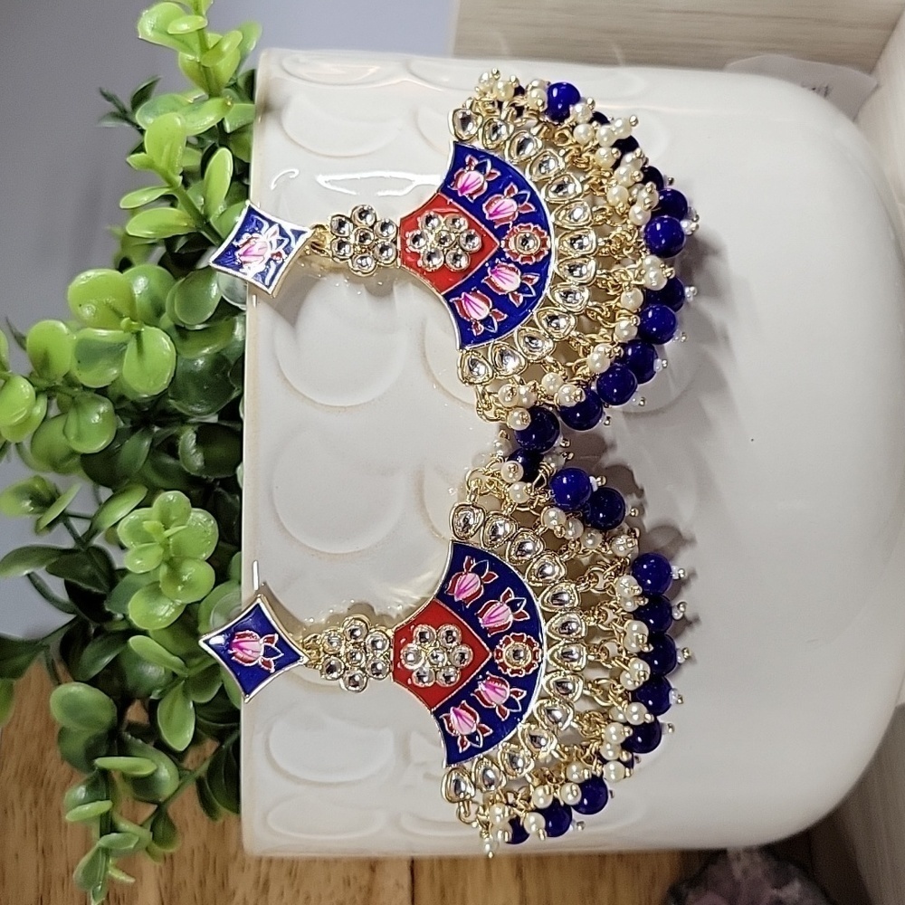 🔥LAST PAIR🔥 Jhumka Bead Embellished Luxury Chandelier Earrings - Picture 2 of 8